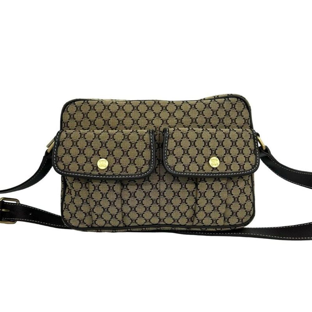 Celine Macadam Canvas Leather Shoulder Bag